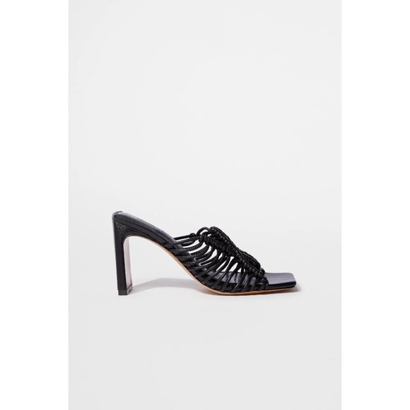 Jonathan Simkhai Audra Macrame Heeled Sandal in Black Size EU 36 | US 6 - Picture 3 of 12